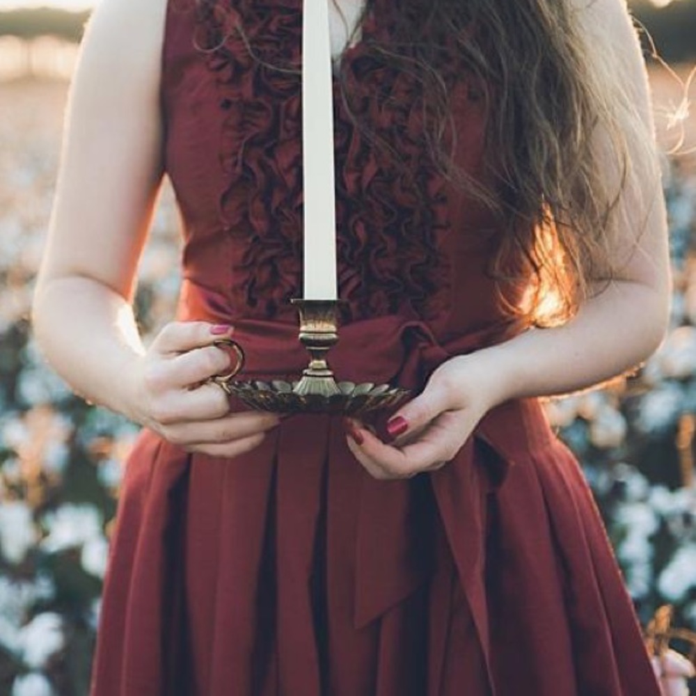 BOGO Beautiful ruffle front deep red dress
